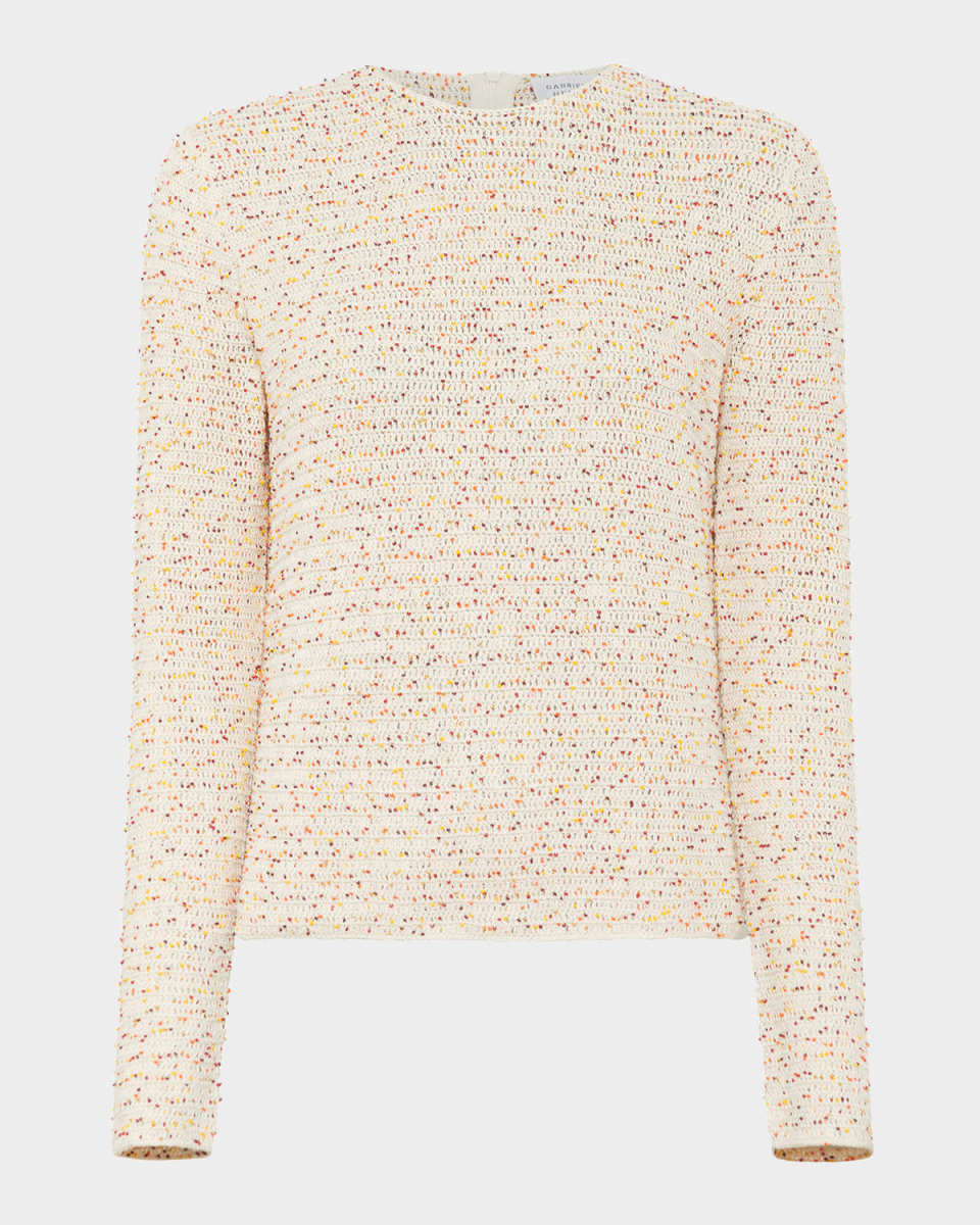 Galene Speckled Open-Knit Crewneck Sweater
